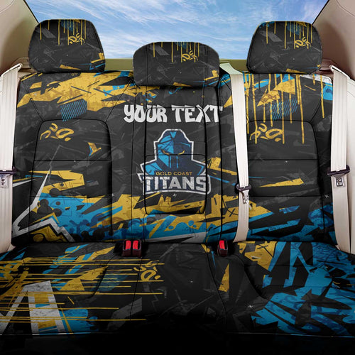 Personalized Gold Coast Titans Back Car Seat Cover Graffiti Grunge Abstract Urban Street Style Design