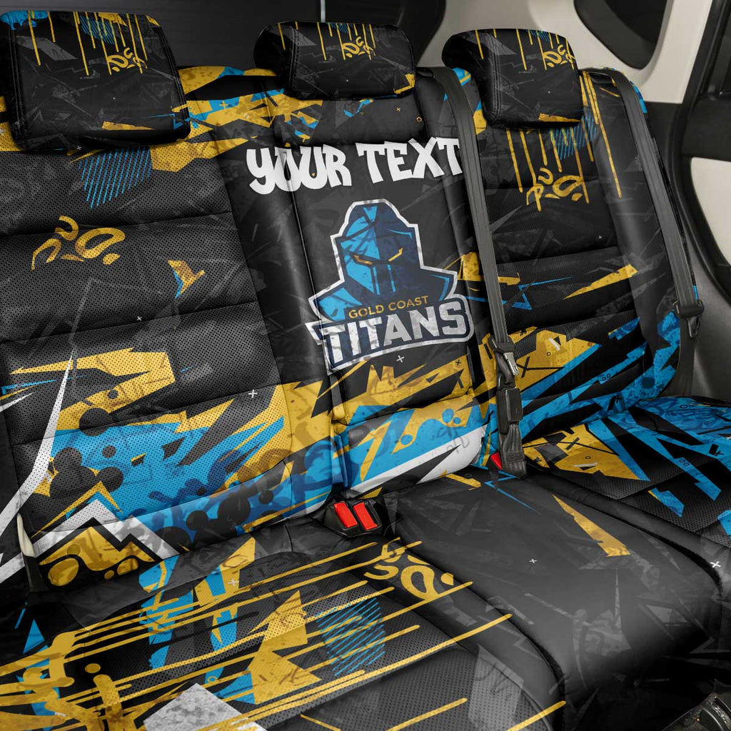 Personalized Gold Coast Titans Back Car Seat Cover Graffiti Grunge Abstract Urban Street Style Design