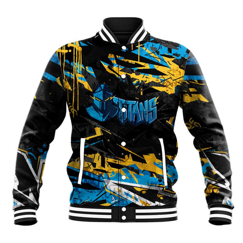 Personalized Gold Coast Titans Baseball Jacket Graffiti Grunge Abstract Urban Street Style Design