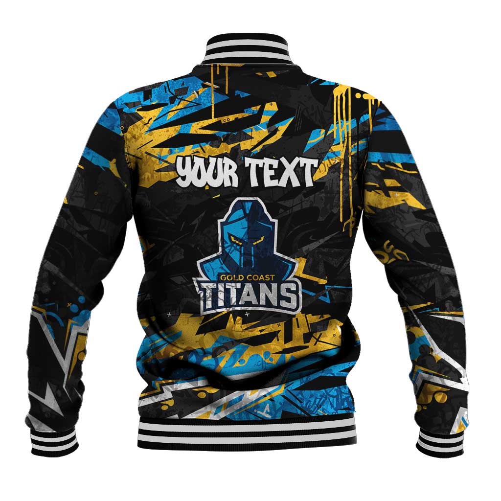 Personalized Gold Coast Titans Baseball Jacket Graffiti Grunge Abstract Urban Street Style Design