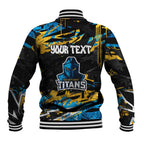 Personalized Gold Coast Titans Baseball Jacket Graffiti Grunge Abstract Urban Street Style Design