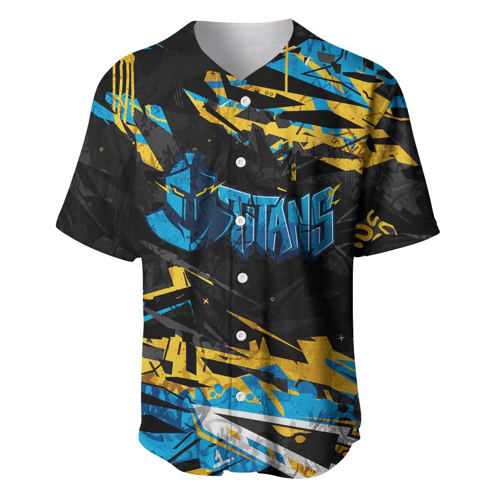 Personalized Gold Coast Titans Baseball Jersey Graffiti Grunge Abstract Urban Street Style Design
