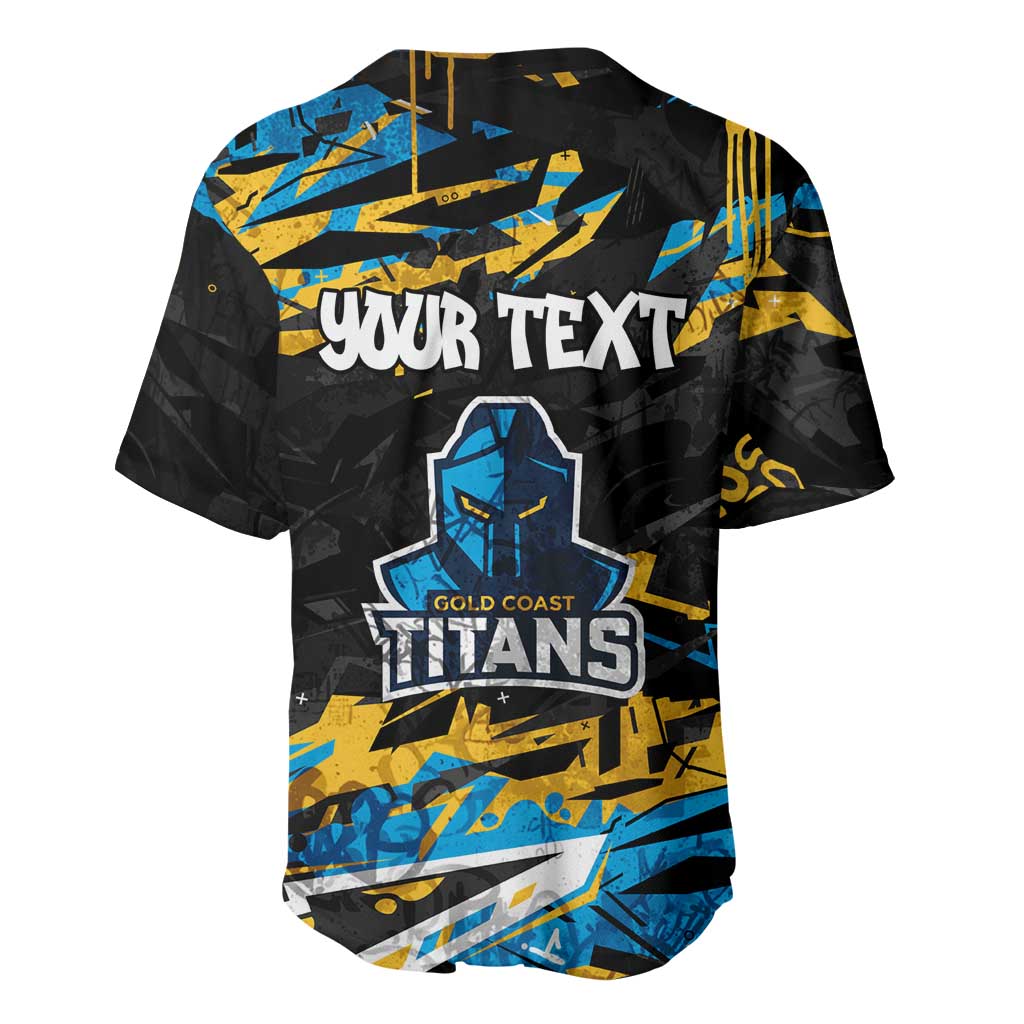 Personalized Gold Coast Titans Baseball Jersey Graffiti Grunge Abstract Urban Street Style Design