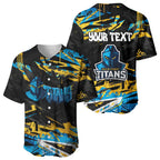 Personalized Gold Coast Titans Baseball Jersey Graffiti Grunge Abstract Urban Street Style Design