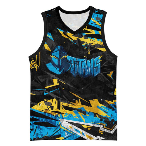 Personalized Gold Coast Titans Basketball Jersey Graffiti Grunge Abstract Urban Street Style Design