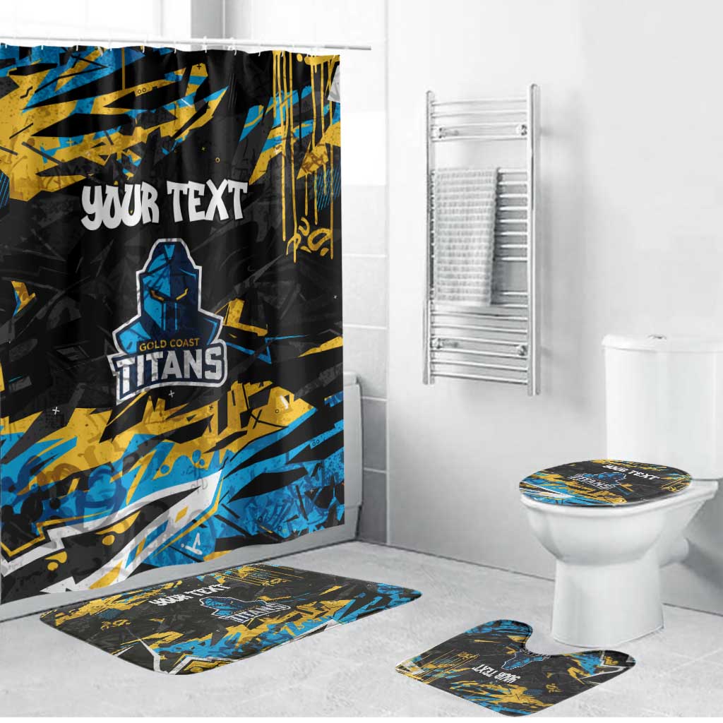 Personalized Gold Coast Titans Bathroom Set Graffiti Grunge Abstract Urban Street Style Design