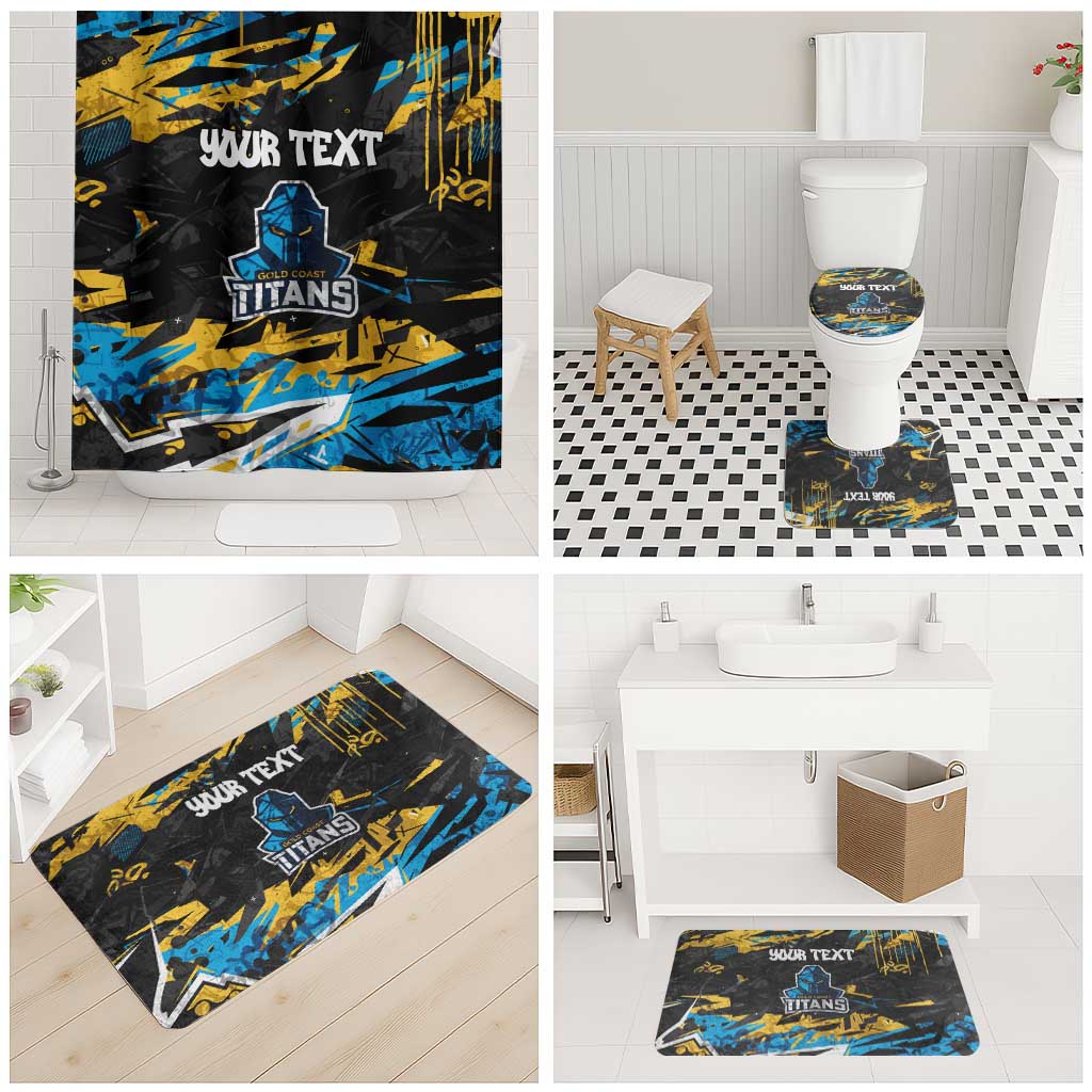 Personalized Gold Coast Titans Bathroom Set Graffiti Grunge Abstract Urban Street Style Design