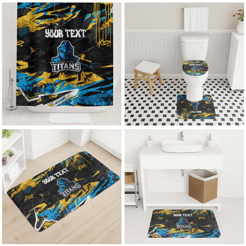 Personalized Gold Coast Titans Bathroom Set Graffiti Grunge Abstract Urban Street Style Design