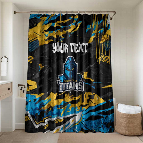 Personalized Gold Coast Titans Bathroom Set Graffiti Grunge Abstract Urban Street Style Design