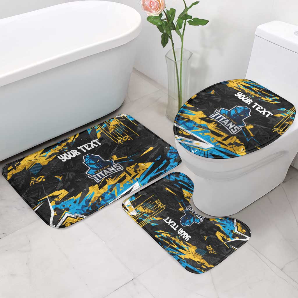 Personalized Gold Coast Titans Bathroom Set Graffiti Grunge Abstract Urban Street Style Design