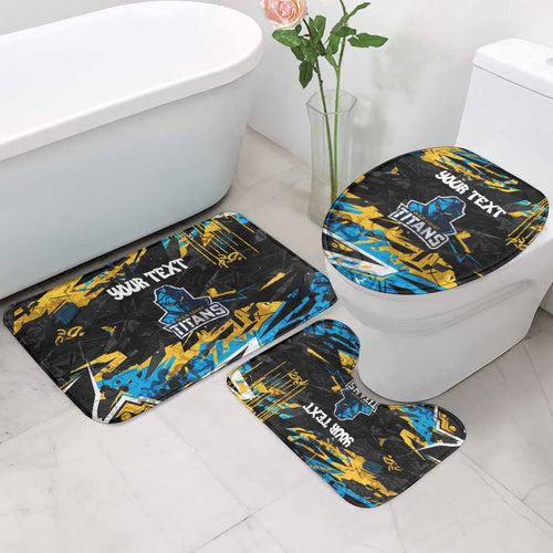 Personalized Gold Coast Titans Bathroom Set Graffiti Grunge Abstract Urban Street Style Design