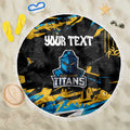 Personalized Gold Coast Titans Beach Blanket Graffiti Grunge Abstract Urban Street Style Design