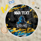 Personalized Gold Coast Titans Beach Blanket Graffiti Grunge Abstract Urban Street Style Design