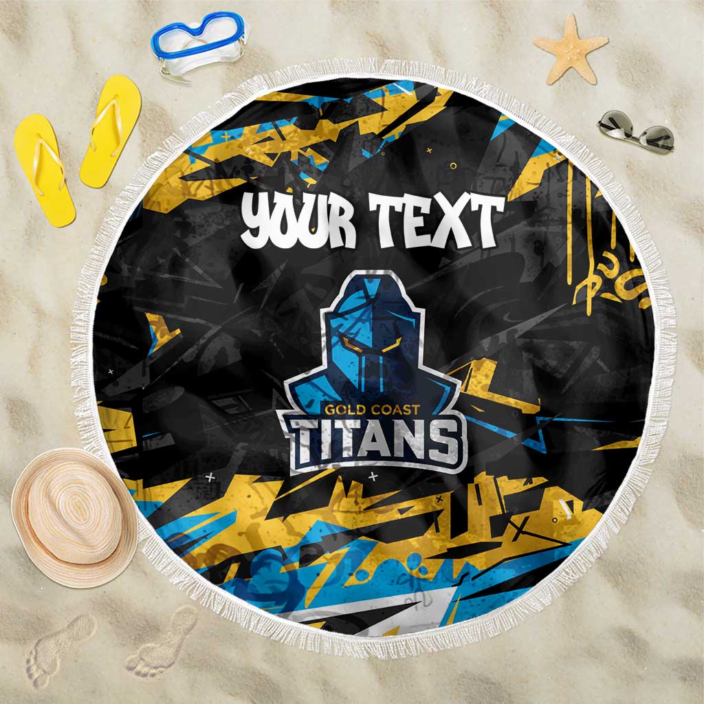 Personalized Gold Coast Titans Beach Blanket Graffiti Grunge Abstract Urban Street Style Design