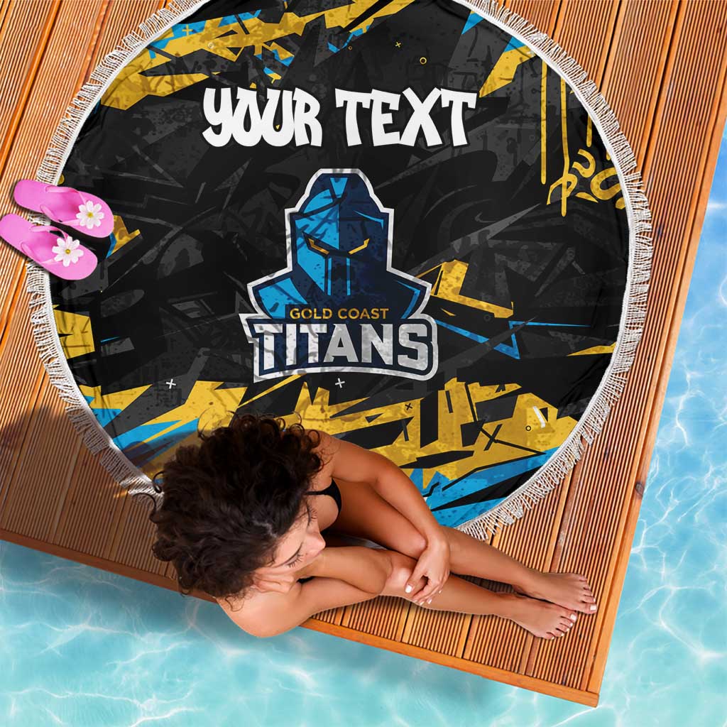 Personalized Gold Coast Titans Beach Blanket Graffiti Grunge Abstract Urban Street Style Design