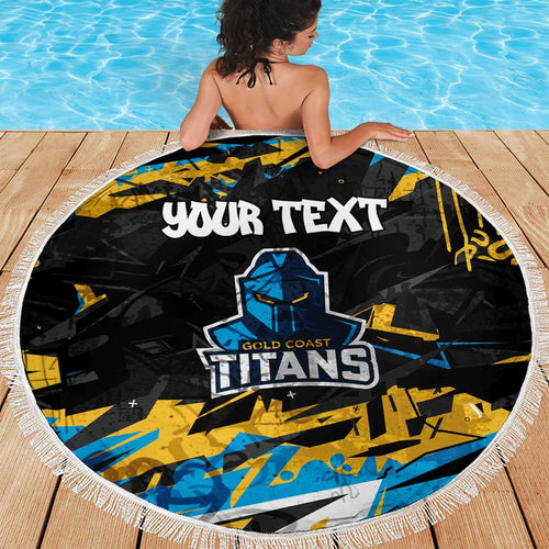 Personalized Gold Coast Titans Beach Blanket Graffiti Grunge Abstract Urban Street Style Design