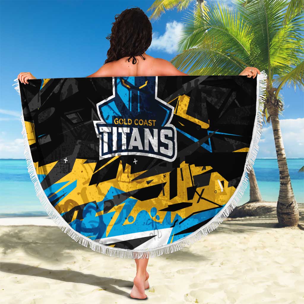 Personalized Gold Coast Titans Beach Blanket Graffiti Grunge Abstract Urban Street Style Design