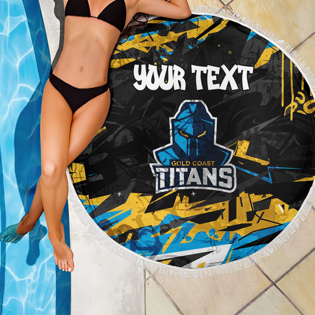 Personalized Gold Coast Titans Beach Blanket Graffiti Grunge Abstract Urban Street Style Design