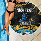 Personalized Gold Coast Titans Beach Blanket Graffiti Grunge Abstract Urban Street Style Design