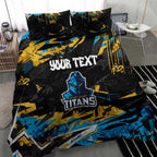 Personalized Gold Coast Titans Bedding Set Graffiti Grunge Abstract Urban Street Style Design