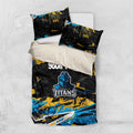 Personalized Gold Coast Titans Bedding Set Graffiti Grunge Abstract Urban Street Style Design