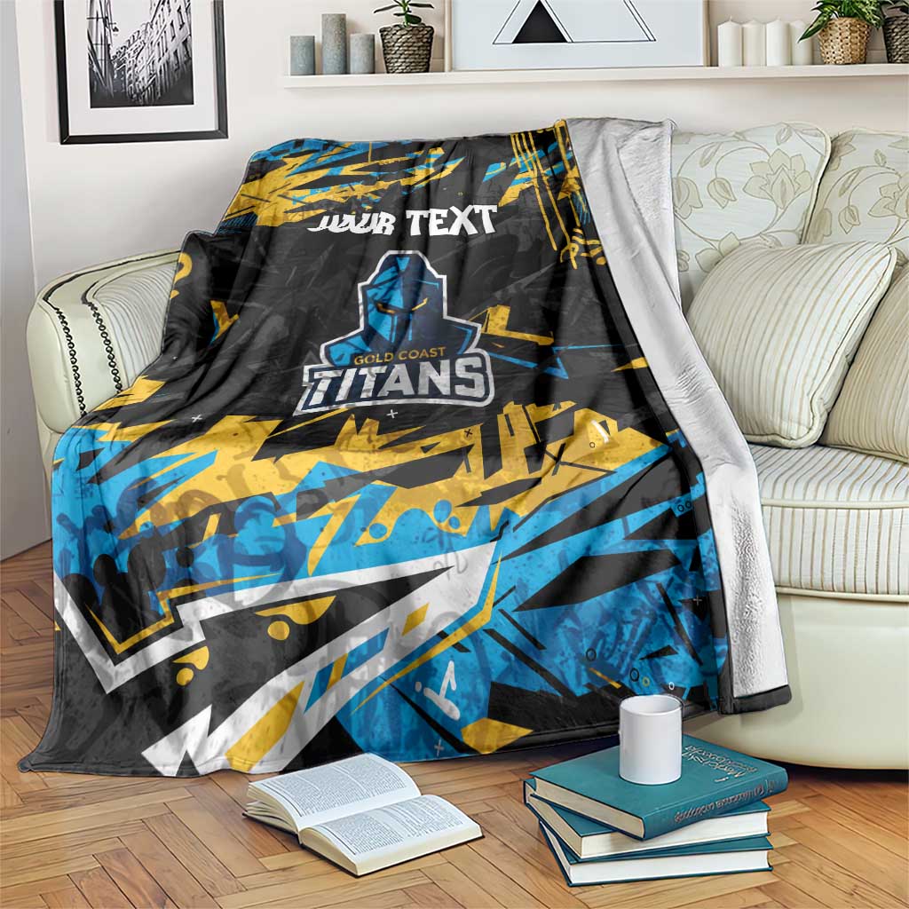 Personalized Gold Coast Titans Blanket Graffiti Grunge Abstract Urban Street Style Design