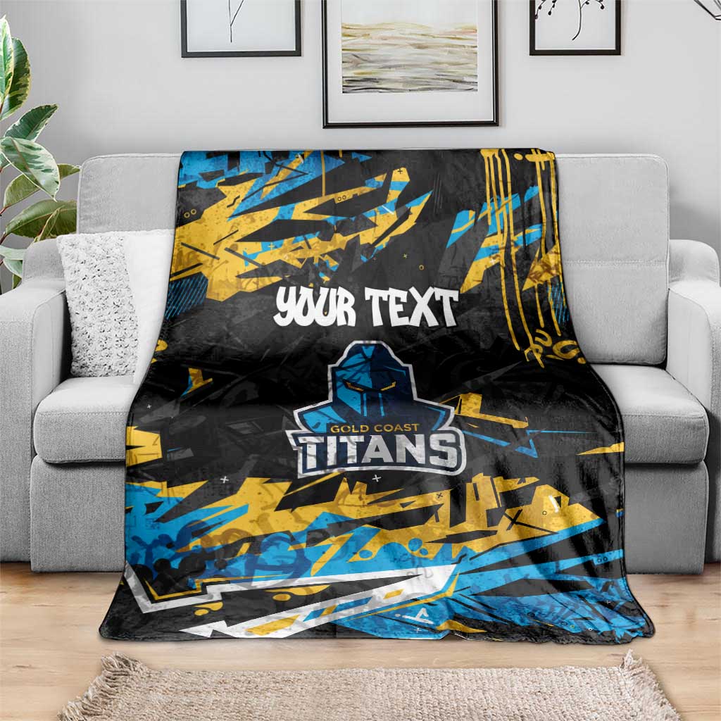 Personalized Gold Coast Titans Blanket Graffiti Grunge Abstract Urban Street Style Design
