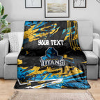 Personalized Gold Coast Titans Blanket Graffiti Grunge Abstract Urban Street Style Design