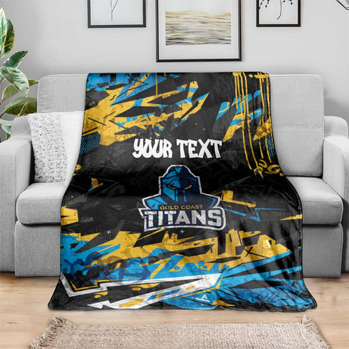Personalized Gold Coast Titans Blanket Graffiti Grunge Abstract Urban Street Style Design