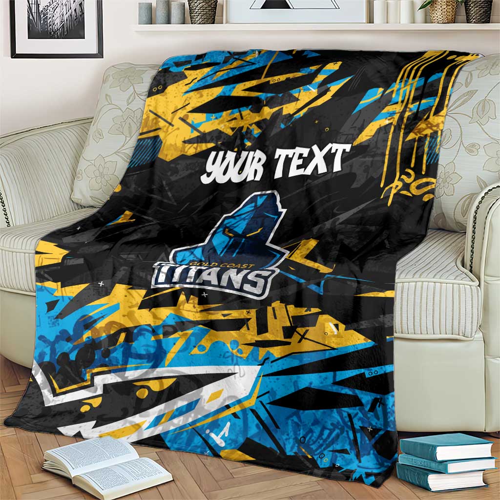 Personalized Gold Coast Titans Blanket Graffiti Grunge Abstract Urban Street Style Design
