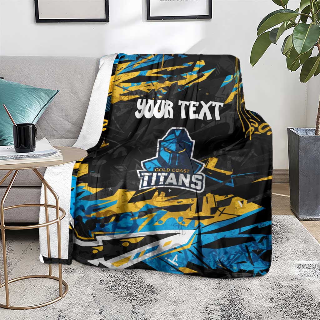 Personalized Gold Coast Titans Blanket Graffiti Grunge Abstract Urban Street Style Design