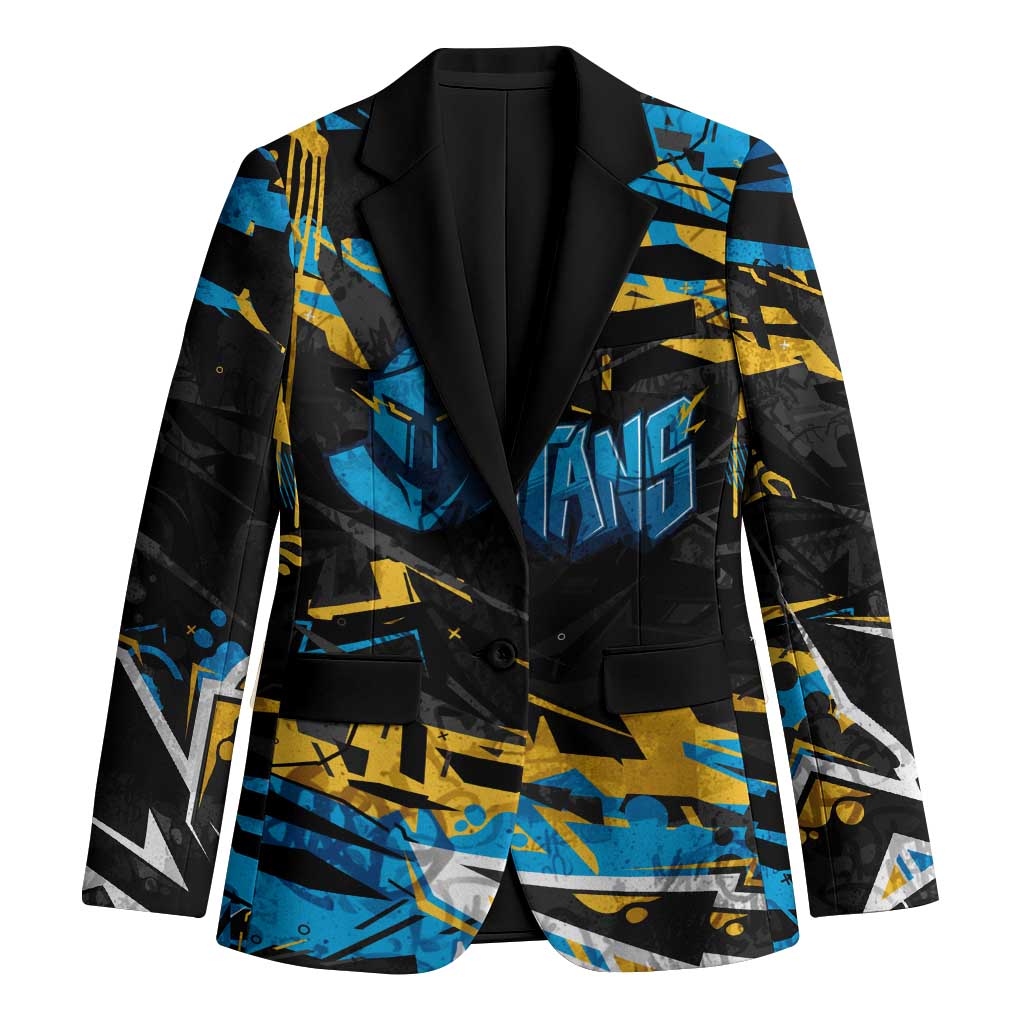 Personalized Gold Coast Titans Blazer Graffiti Grunge Abstract Urban Street Style Design
