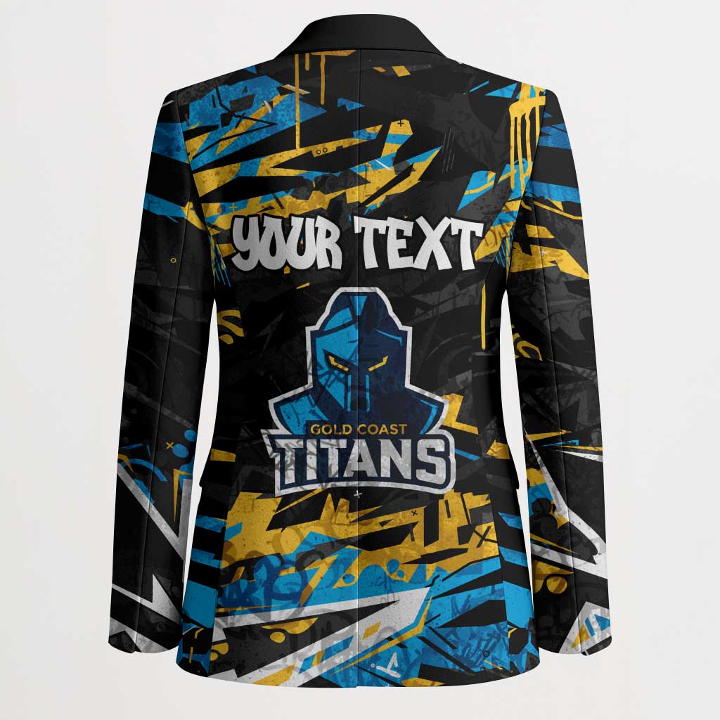 Personalized Gold Coast Titans Blazer Graffiti Grunge Abstract Urban Street Style Design