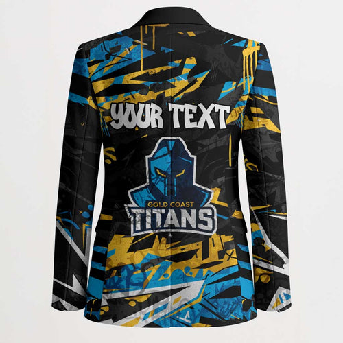 Personalized Gold Coast Titans Blazer Graffiti Grunge Abstract Urban Street Style Design