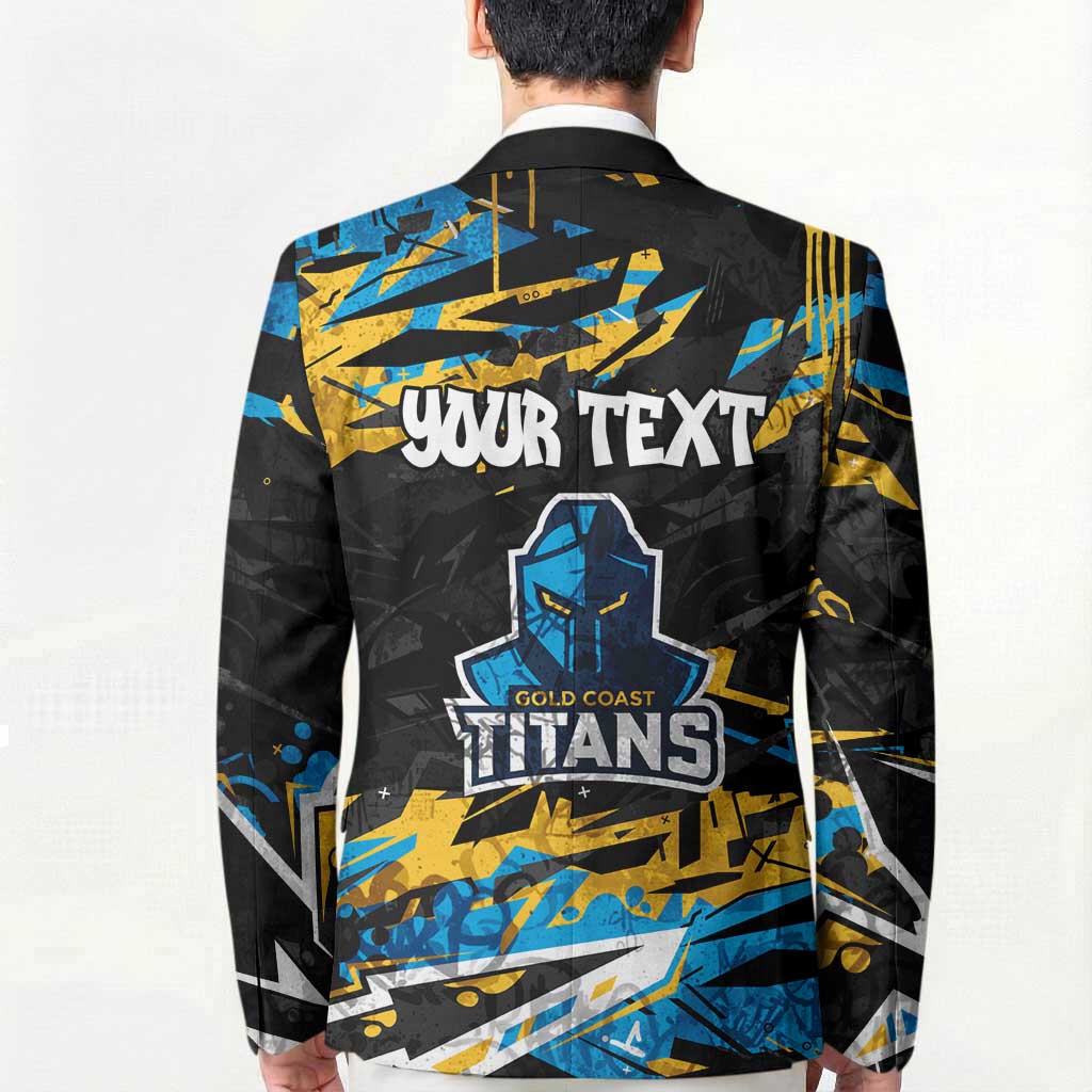 Personalized Gold Coast Titans Blazer Graffiti Grunge Abstract Urban Street Style Design