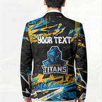 Personalized Gold Coast Titans Blazer Graffiti Grunge Abstract Urban Street Style Design