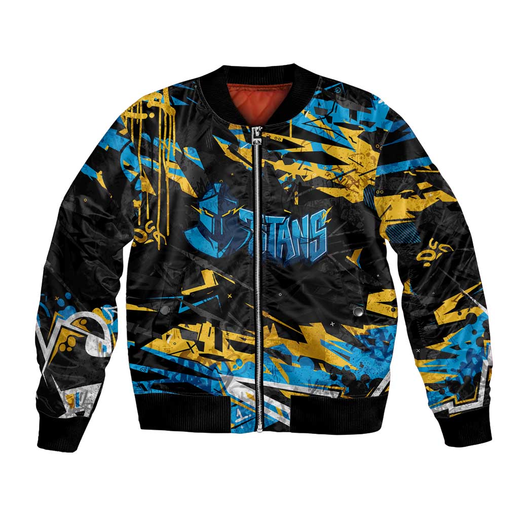 Personalized Gold Coast Titans Bomber Jacket Graffiti Grunge Abstract Urban Street Style Design