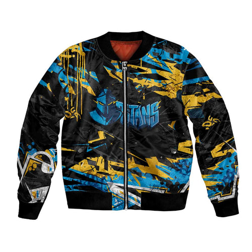Personalized Gold Coast Titans Bomber Jacket Graffiti Grunge Abstract Urban Street Style Design