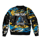 Personalized Gold Coast Titans Bomber Jacket Graffiti Grunge Abstract Urban Street Style Design