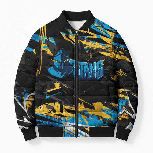 Personalized Gold Coast Titans Bomber Puffer Jacket Graffiti Grunge Abstract Urban Street Style Design
