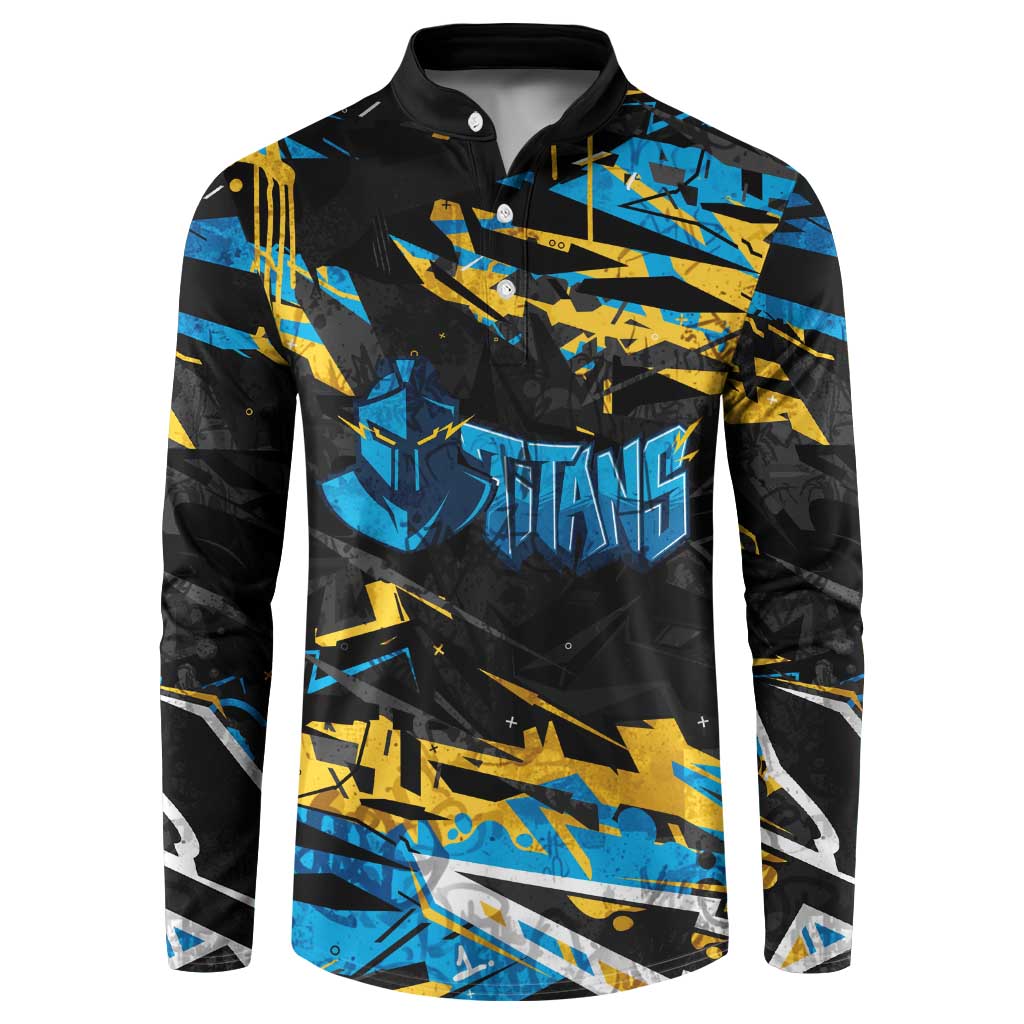 Personalized Gold Coast Titans Button Sweatshirt Graffiti Grunge Abstract Urban Street Style Design