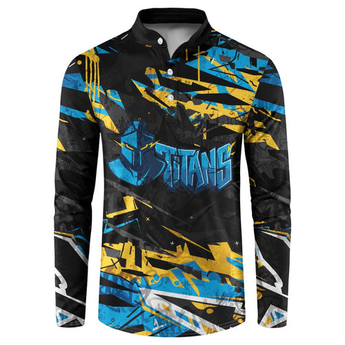 Personalized Gold Coast Titans Button Sweatshirt Graffiti Grunge Abstract Urban Street Style Design