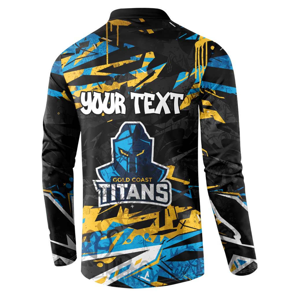 Personalized Gold Coast Titans Button Sweatshirt Graffiti Grunge Abstract Urban Street Style Design