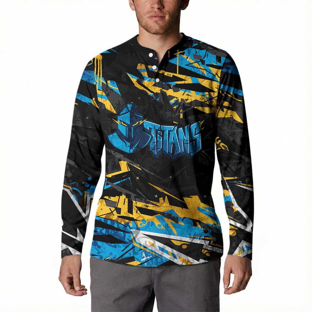 Personalized Gold Coast Titans Button Sweatshirt Graffiti Grunge Abstract Urban Street Style Design