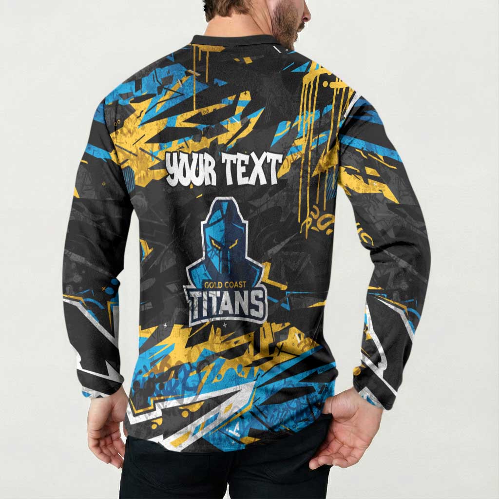 Personalized Gold Coast Titans Button Sweatshirt Graffiti Grunge Abstract Urban Street Style Design
