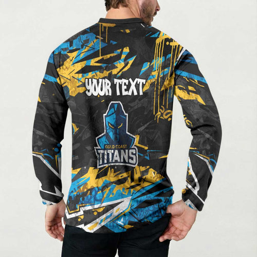 Personalized Gold Coast Titans Button Sweatshirt Graffiti Grunge Abstract Urban Street Style Design