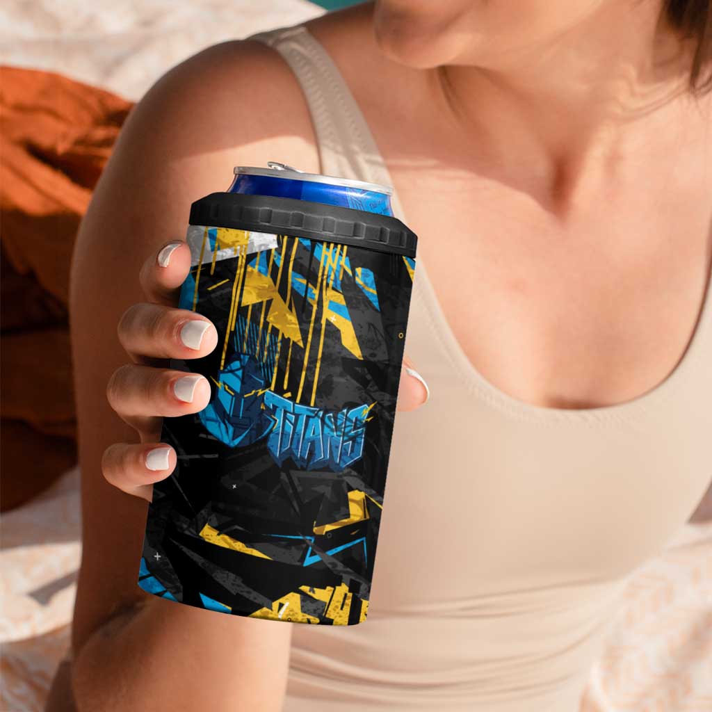 Personalized Gold Coast Titans 4 in 1 Can Cooler Tumbler Graffiti Grunge Abstract Urban Street Style Design