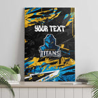 Personalized Gold Coast Titans Canvas Wall Art Graffiti Grunge Abstract Urban Street Style Design