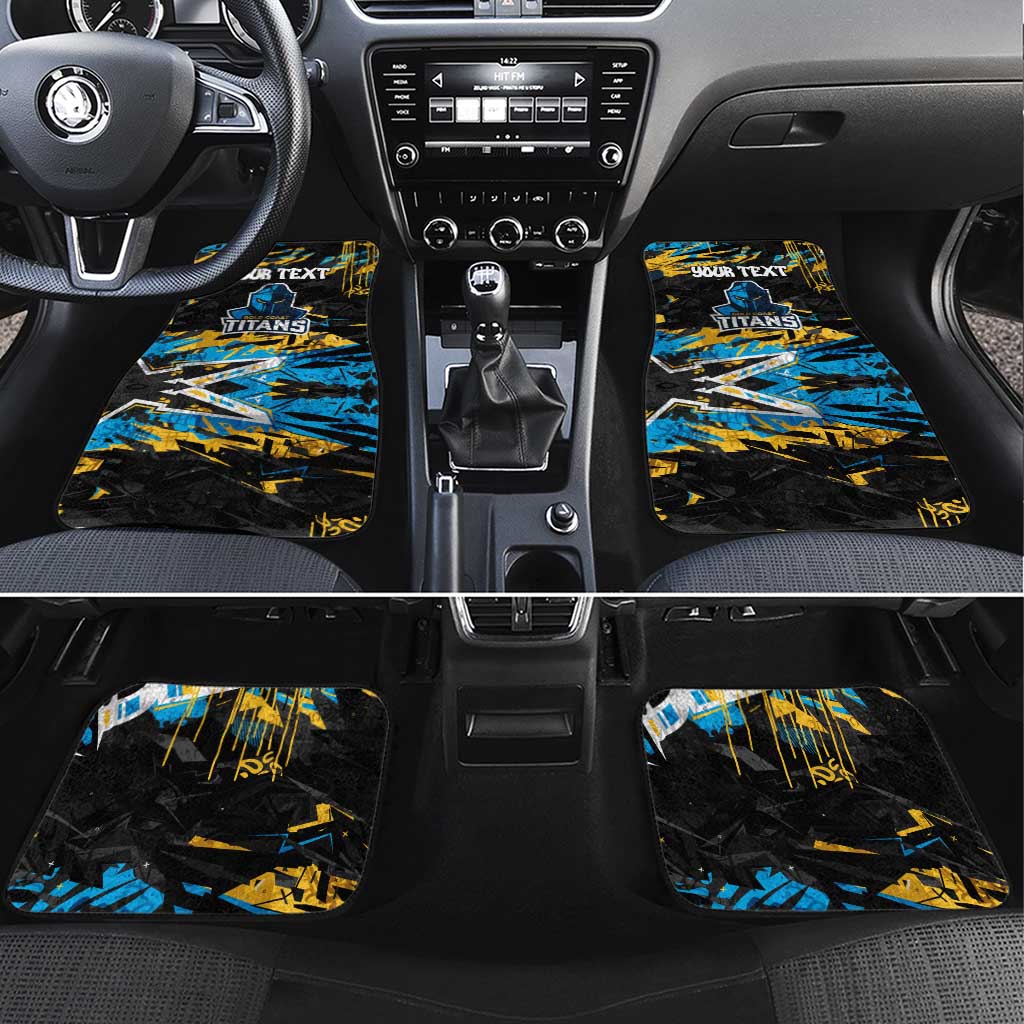 Personalized Gold Coast Titans Car Mats Graffiti Grunge Abstract Urban Street Style Design