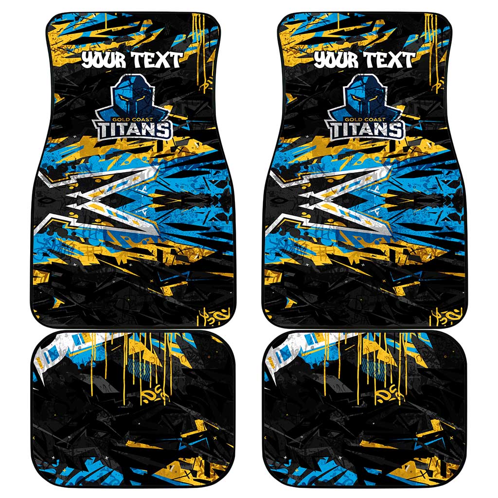 Personalized Gold Coast Titans Car Mats Graffiti Grunge Abstract Urban Street Style Design